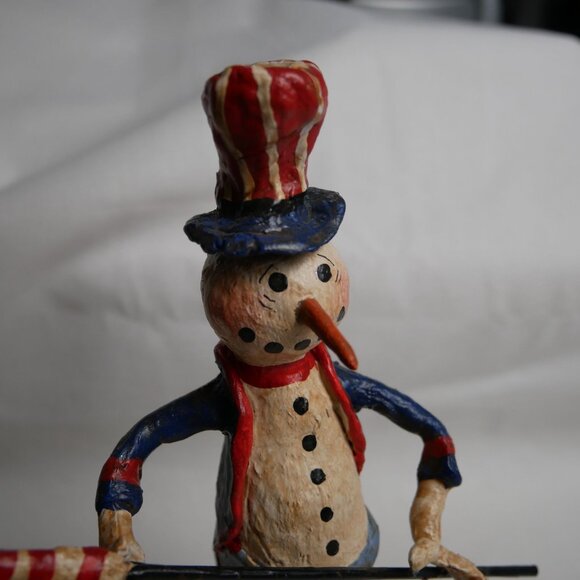 Andy Faye Uncle Sam Snowman Figurine Holding American Flag 2001 Limited 5/10 - Picture 3 of 8